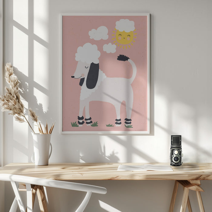 Happy Poodle Framed Art Wall Decor