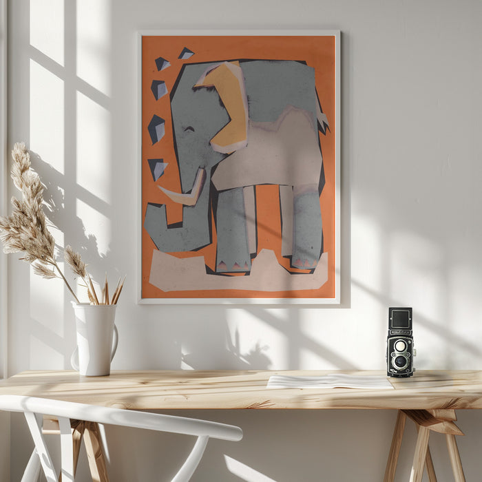 Happy Elephant Framed Art Wall Decor