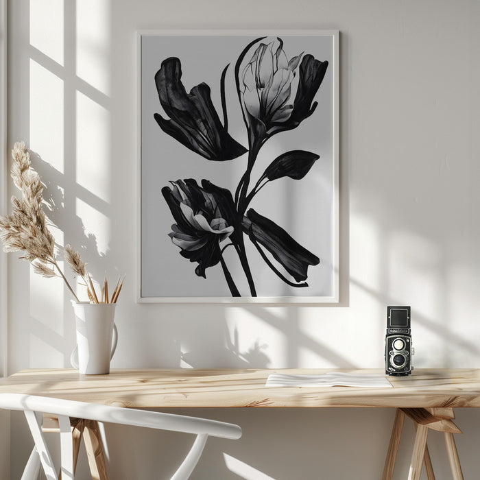 Black Flower Framed Art Wall Decor