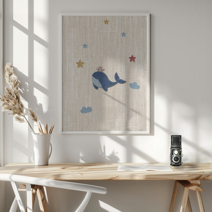 Cute Whale Framed Art Modern Wall Decor