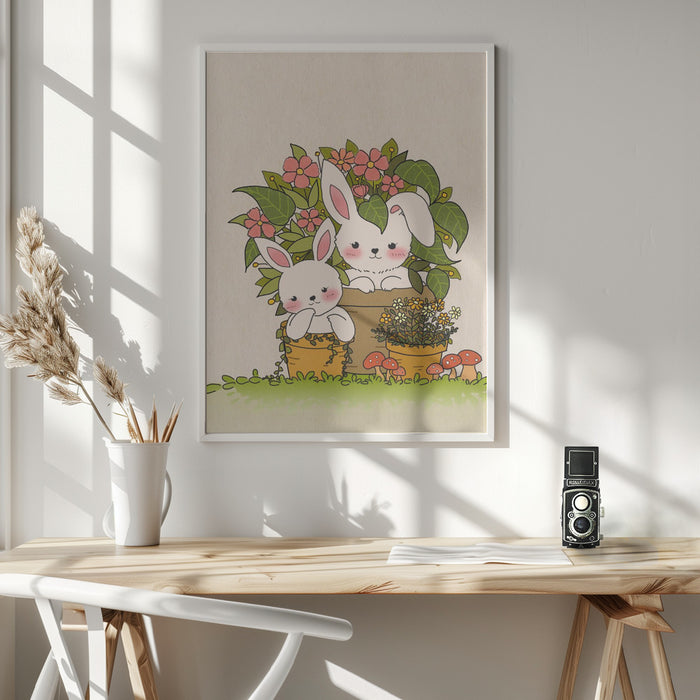 Couple Bunny Framed Art Wall Decor