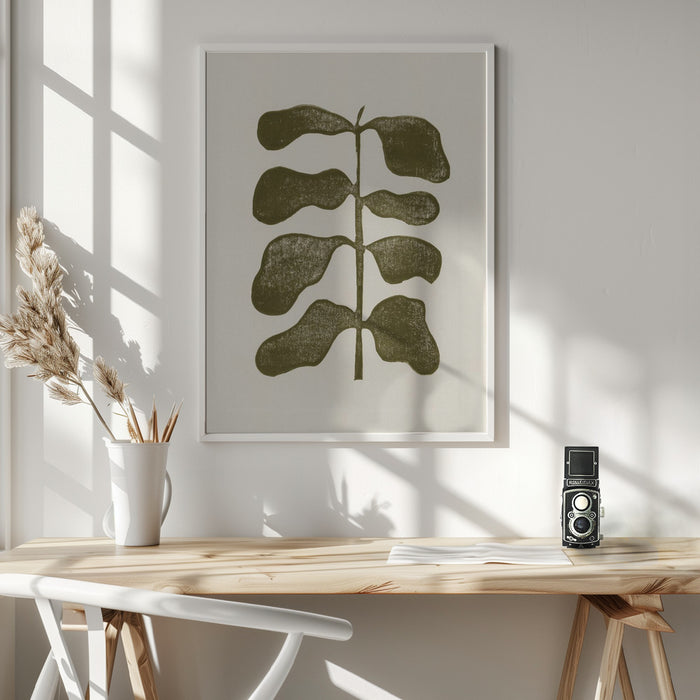 Linocut Plant Framed Art Wall Decor