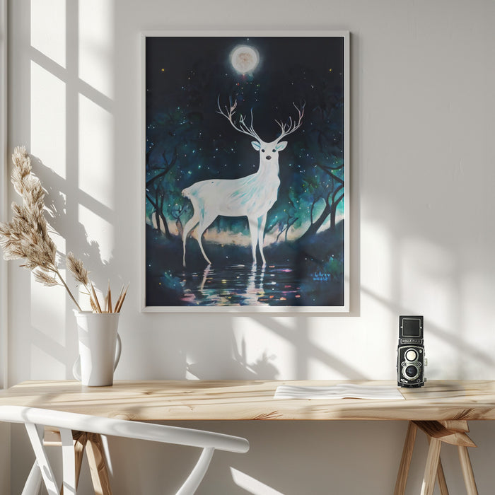 Paint Deer Framed Art Wall Decor