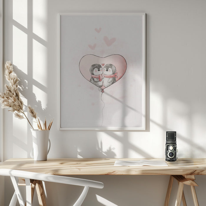 Penguin in love Framed Art Wall Decor