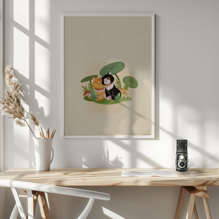 Cats in Love Framed Art Modern Wall Decor