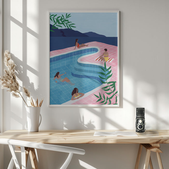 Pool Ladies Framed Art Wall Decor