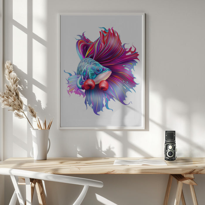 FIGHTHING FISH Framed Art Wall Decor