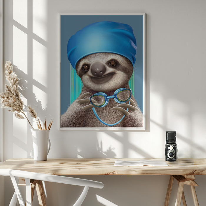 SLOTH WITH GOGGLES Framed Art Wall Decor