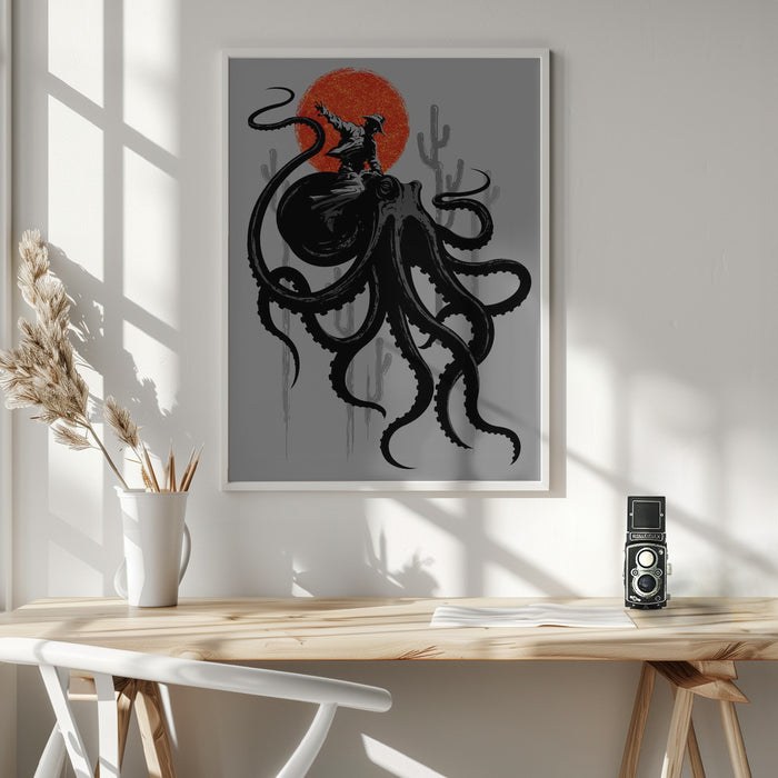 RIDING THE OCTOPUS Framed Art Wall Decor