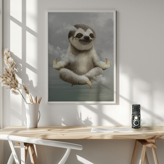 sloth meditating Framed Art Wall Decor