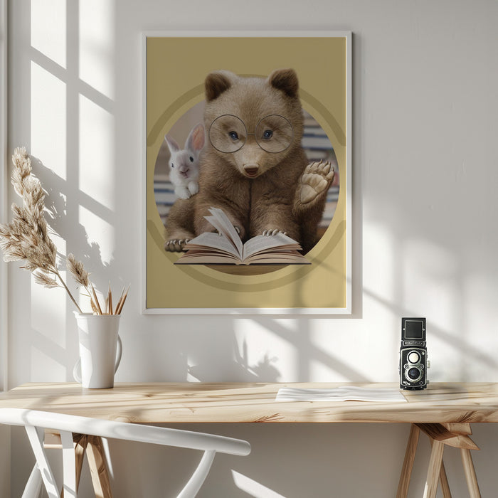 bear sharing knowledge Framed Art Modern Wall Decor