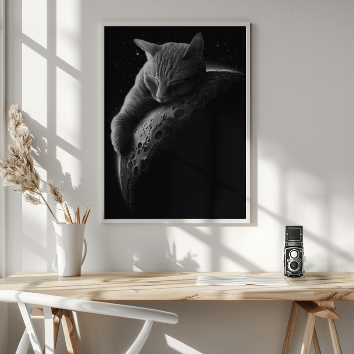 mooncat Framed Art Wall Decor