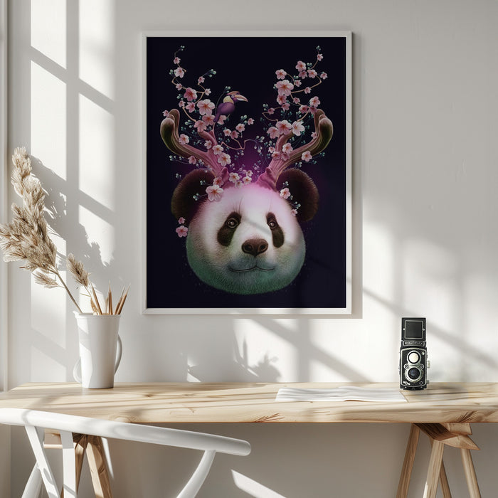 panda horns up Framed Art Wall Decor