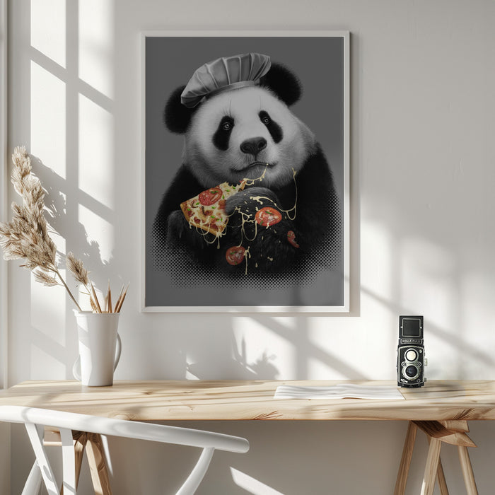 panda loves pizza Framed Art Wall Decor