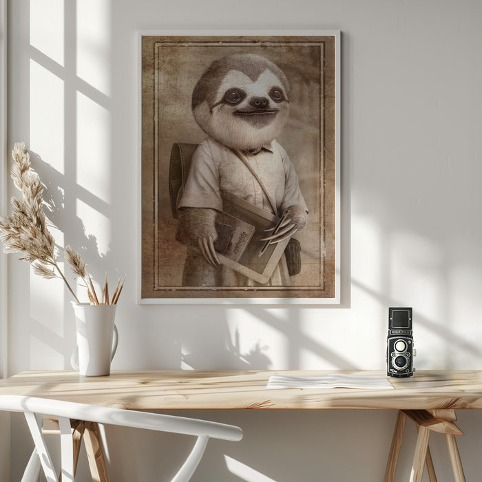 STUDENT SLOTH Framed Art Wall Decor