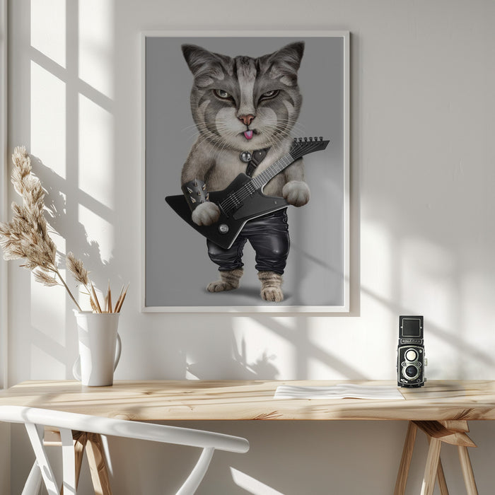 heavy metal cat Framed Art Wall Decor