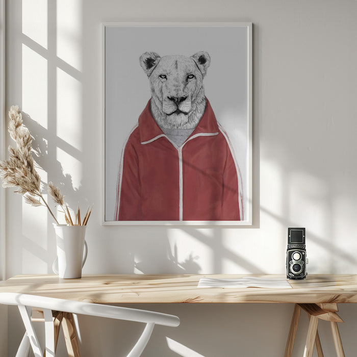 Sporty Lion Framed Art Wall Decor