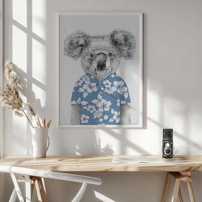 Summer Koala (blue) Framed Art Wall Decor