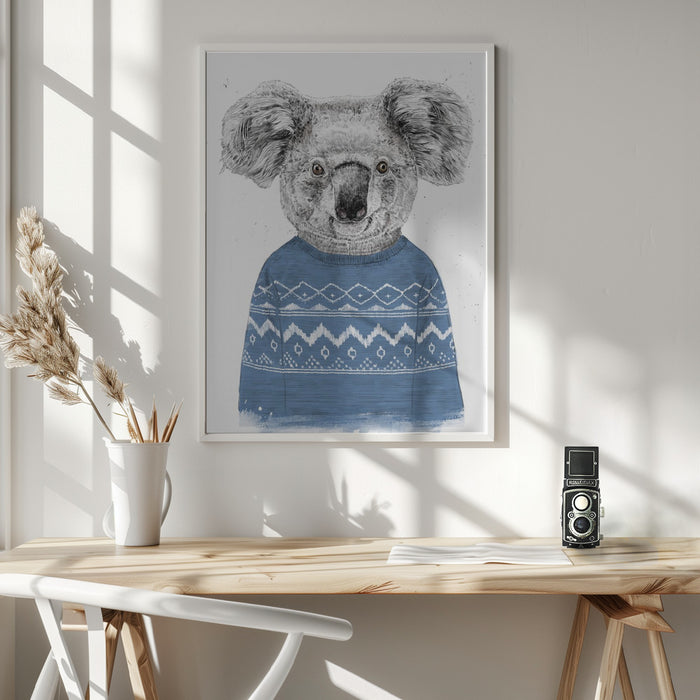 Winter koala (blue) Framed Art Wall Decor