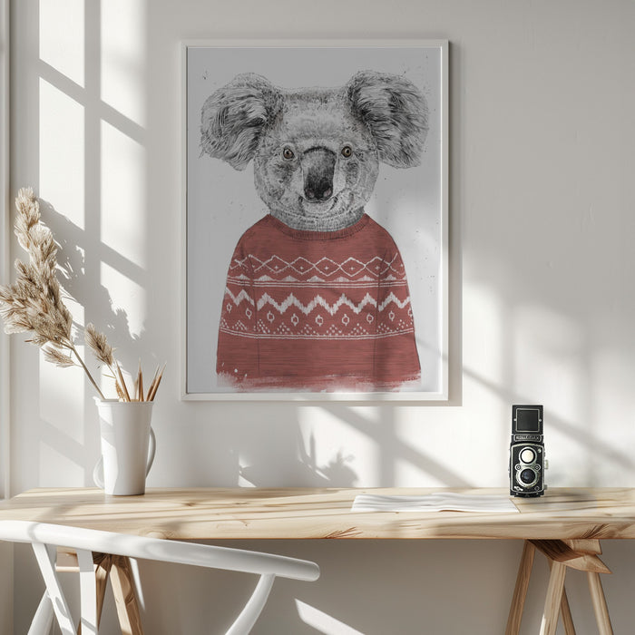 Winter koala (red) Framed Art Wall Decor