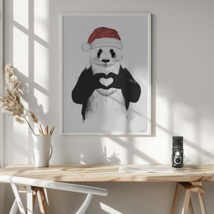 Santa panda Framed Art Wall Decor