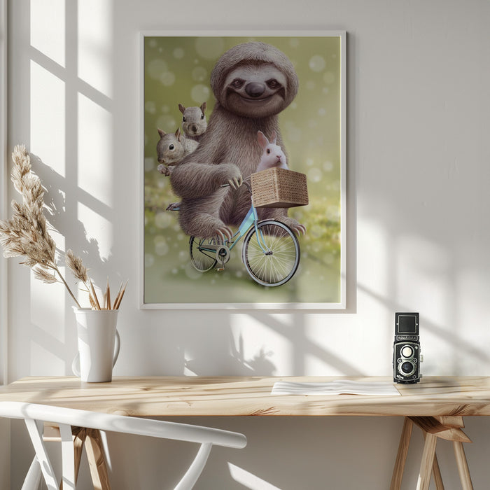 SLOTH GO RIDING Framed Art Wall Decor