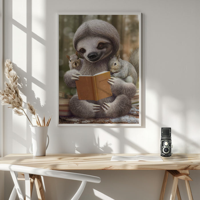 SLOTH SHARING KNOWLEDGE Framed Art Wall Decor