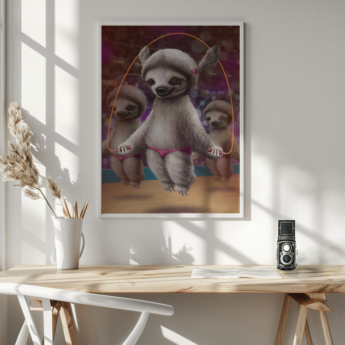 SLOTHS SKIPPING Framed Art Wall Decor