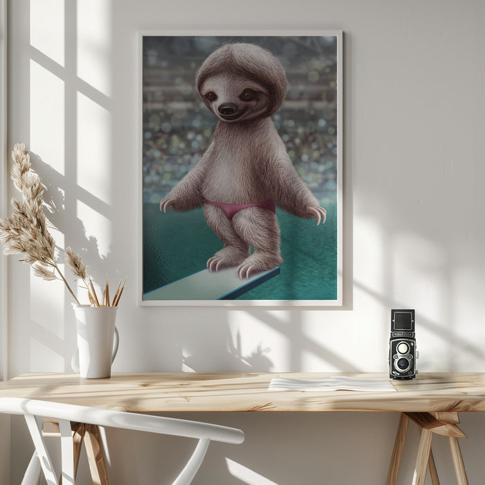 SLOTH THE DIVER Framed Art Wall Decor