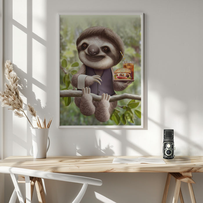 SLOTH ONTREE DELIVERY Framed Art Wall Decor