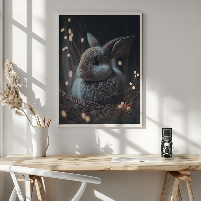 Bunny In The Nest Framed Art Wall Decor