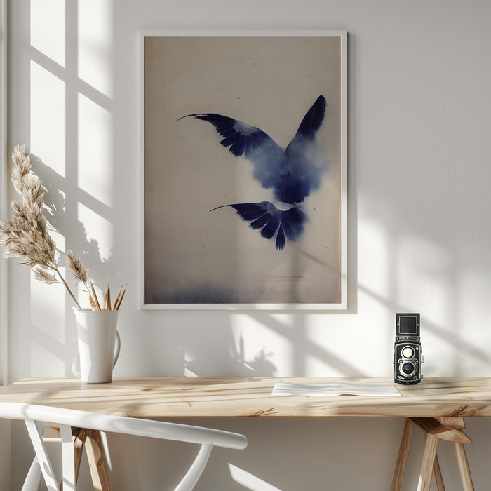 Indigo Bird Framed Art Wall Decor