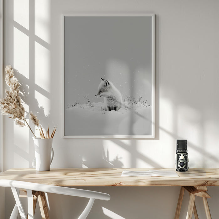 Snow Fox Framed Art Wall Decor