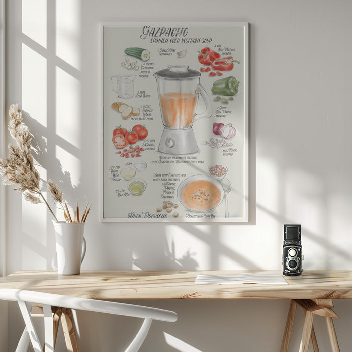 Gazpacho illustrated recipe in English Framed Art Wall Decor