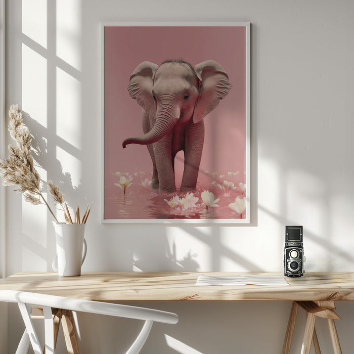 Young Elephant Framed Art Wall Decor