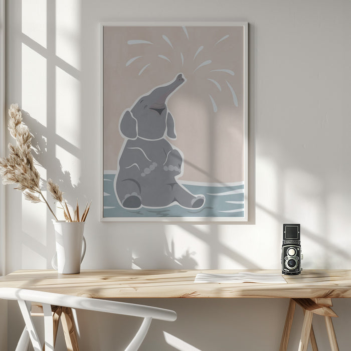 Cute scandi elephant children's art Framed Art Wall Decor