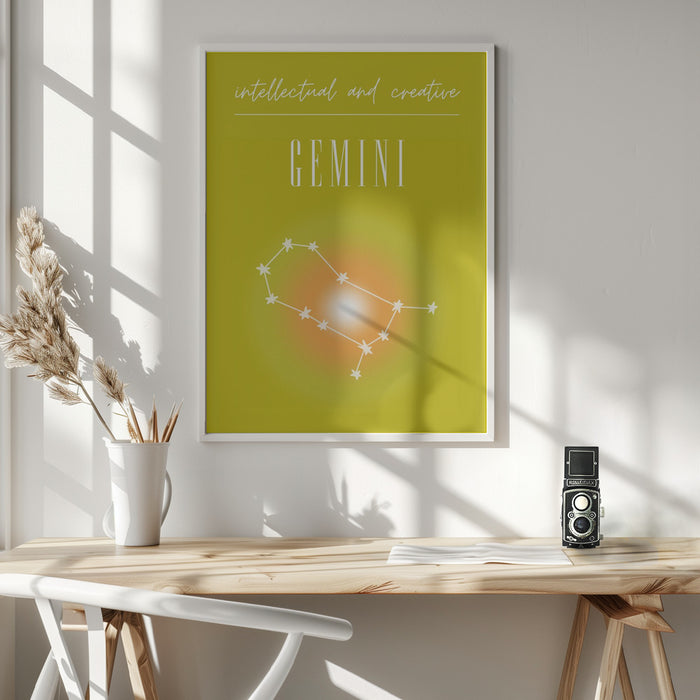 Gemini Zodiac Print Art Framed Art Modern Wall Decor