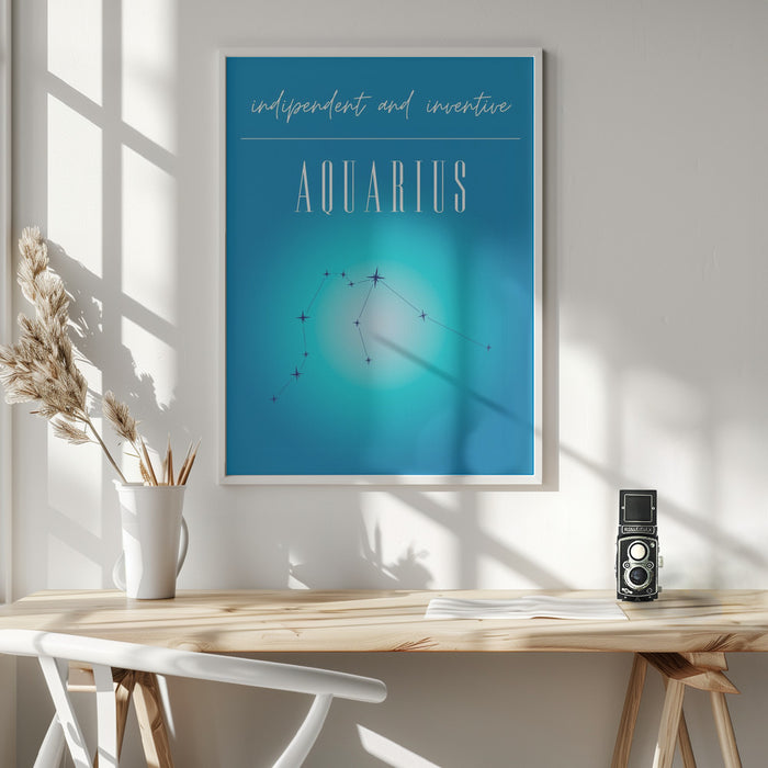 Aquarius Zodiac Print Art Framed Art Wall Decor