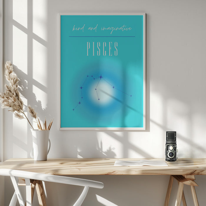 Pisces Zodiac Print Art Framed Art Wall Decor