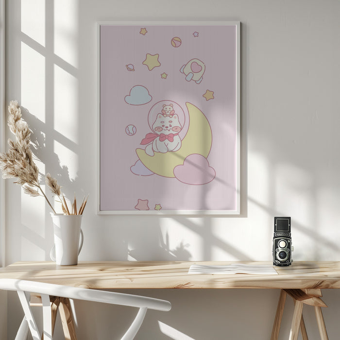 Dog and Hamster in space Framed Art Wall Decor