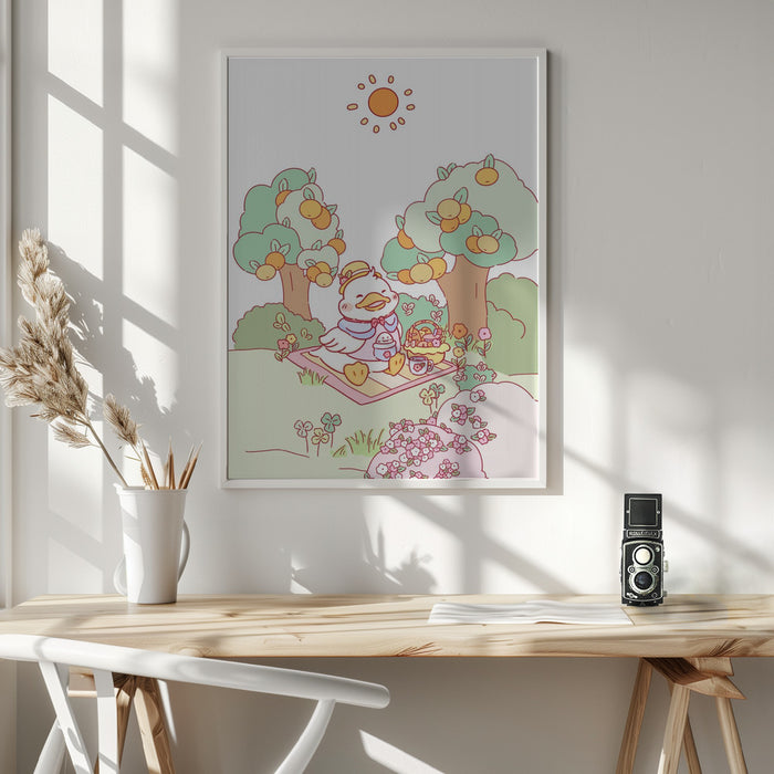 Little Duck Picnic up Framed Art Modern Wall Decor