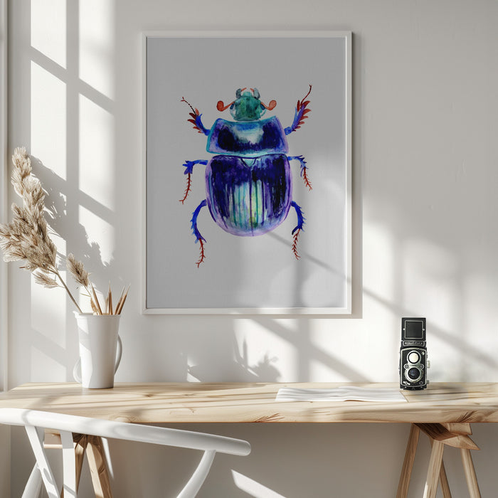 Earth-boring dung beetle or Anoplotrupes stercorosus Framed Art Wall Decor