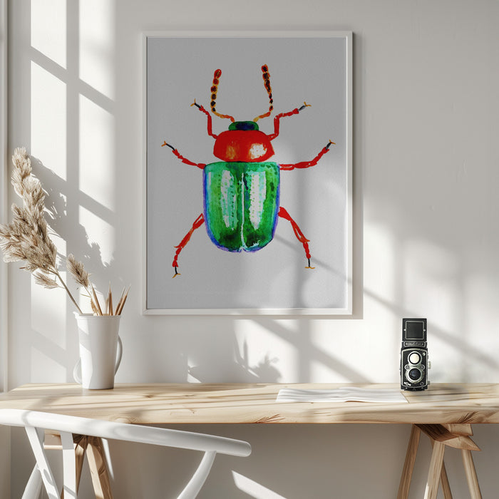 Knotweed beetle or Gastrophysa polygoni Framed Art Wall Decor