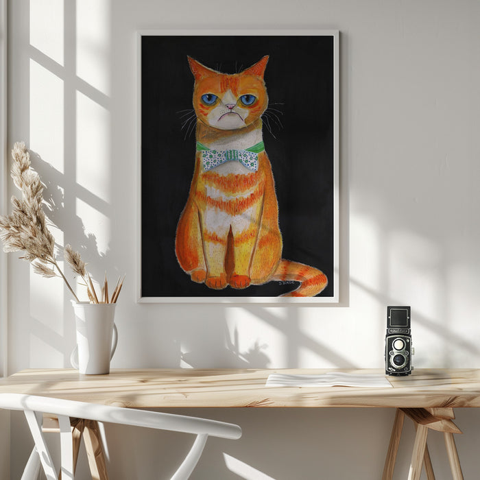 Sad Cat Framed Art Wall Decor