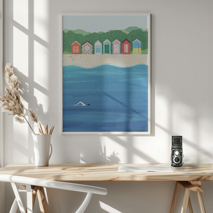 Beach Huts Framed Art Wall Decor