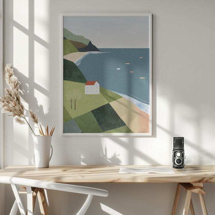 House on the Cliff Framed Art Wall Decor