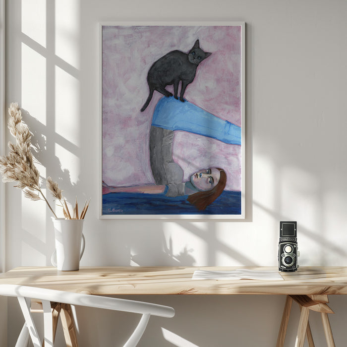 Yoga with my Cat Framed Art Wall Decor