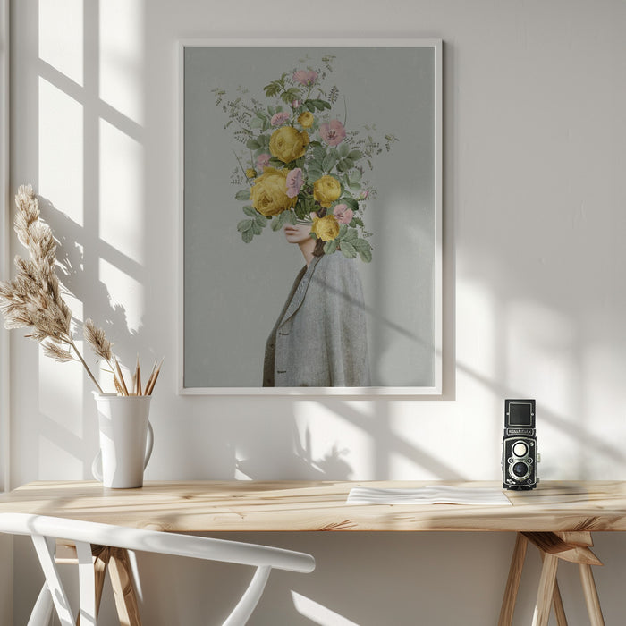 Yellow bouquet Framed Art Wall Decor