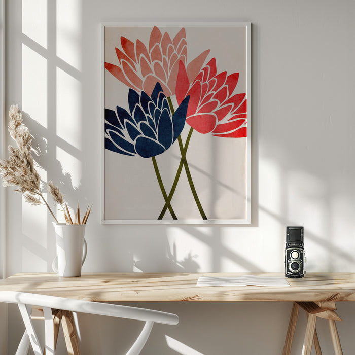 Three Dancing Blossoms Framed Art Wall Decor