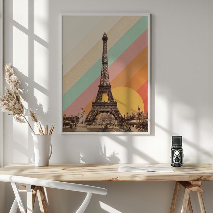 Eiffel Tower Rainbow Framed Art Wall Decor